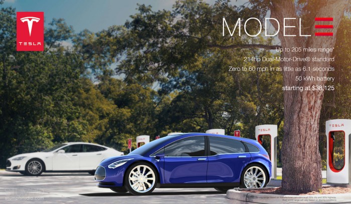 Концепт Tesla Model 3 от дизайн-студии Stumpf