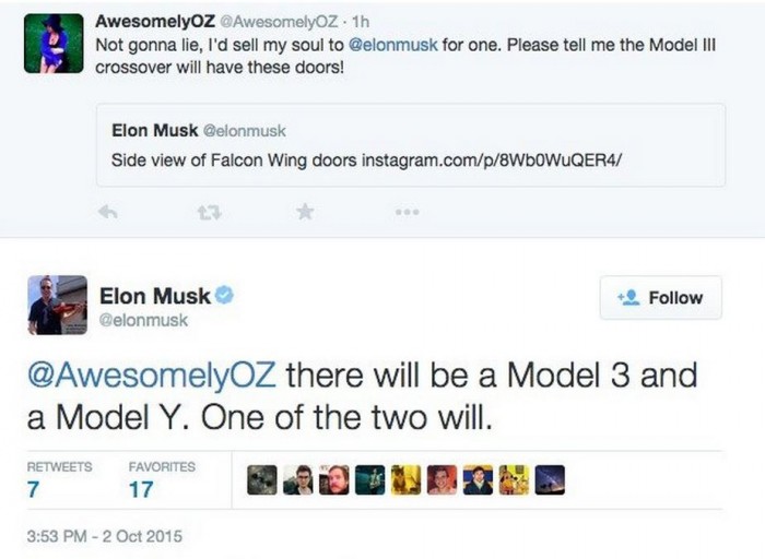 Твитт о Tesla Model Y